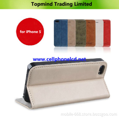 Genuine Leather Case Stand for Apple iPhone 5 Accessories